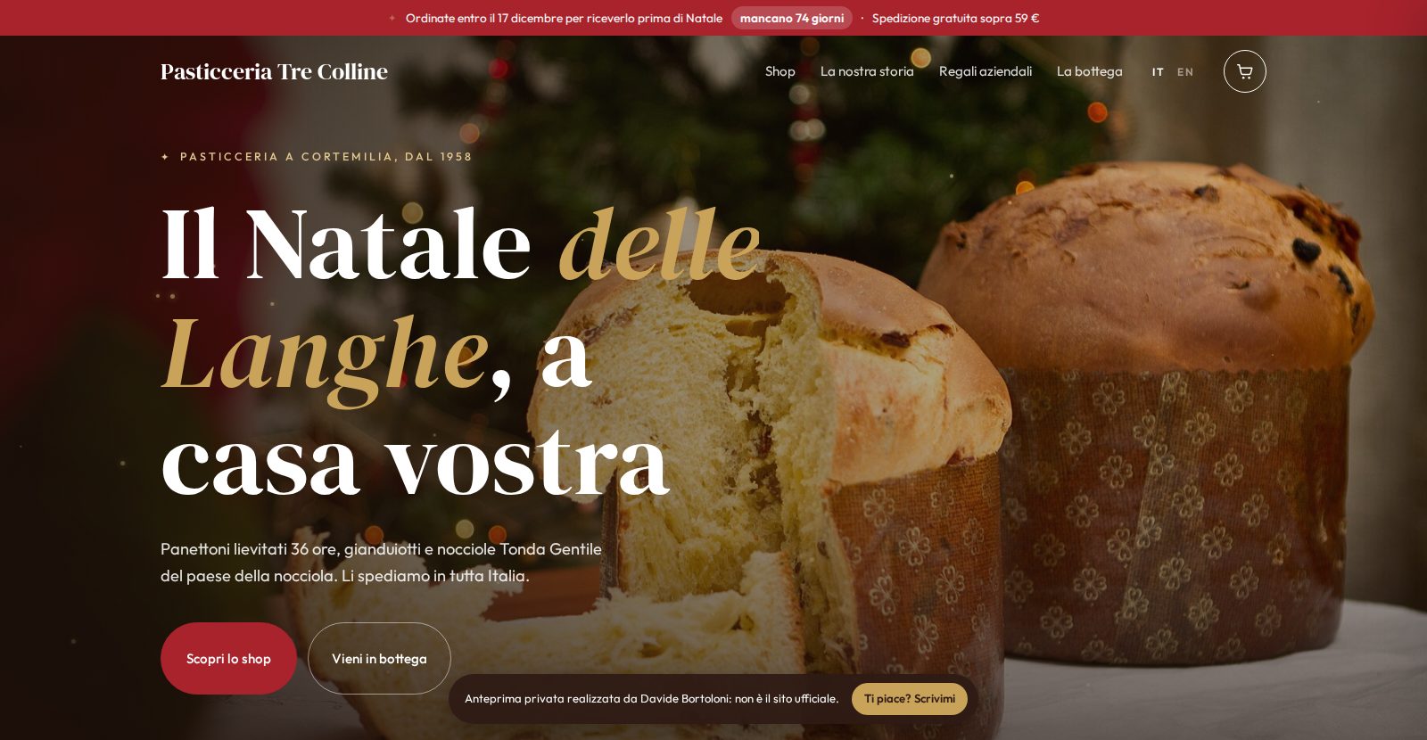 Schermata di Pasticceria Tre Colline