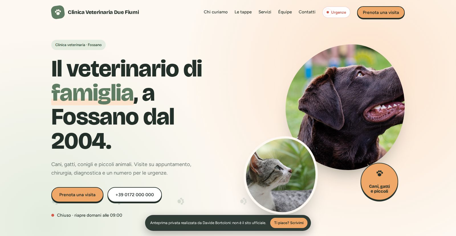 Schermata di Clinica Veterinaria Due Fiumi